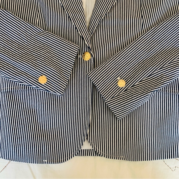 ANNE KLEIN Seersucker Stripe Single Button Front Blazer Sz M - Picture 13 of 16